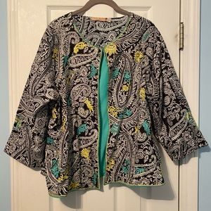 CHOICES paisley black & white open cardigan size: XL